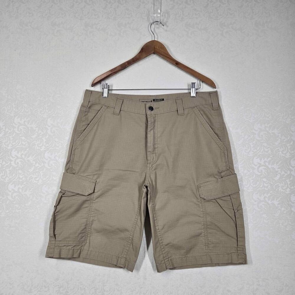 Carhartt Men's Force Relaxed Fit Cargo Shorts Size 36 Khaki Ripstop Utility Work
